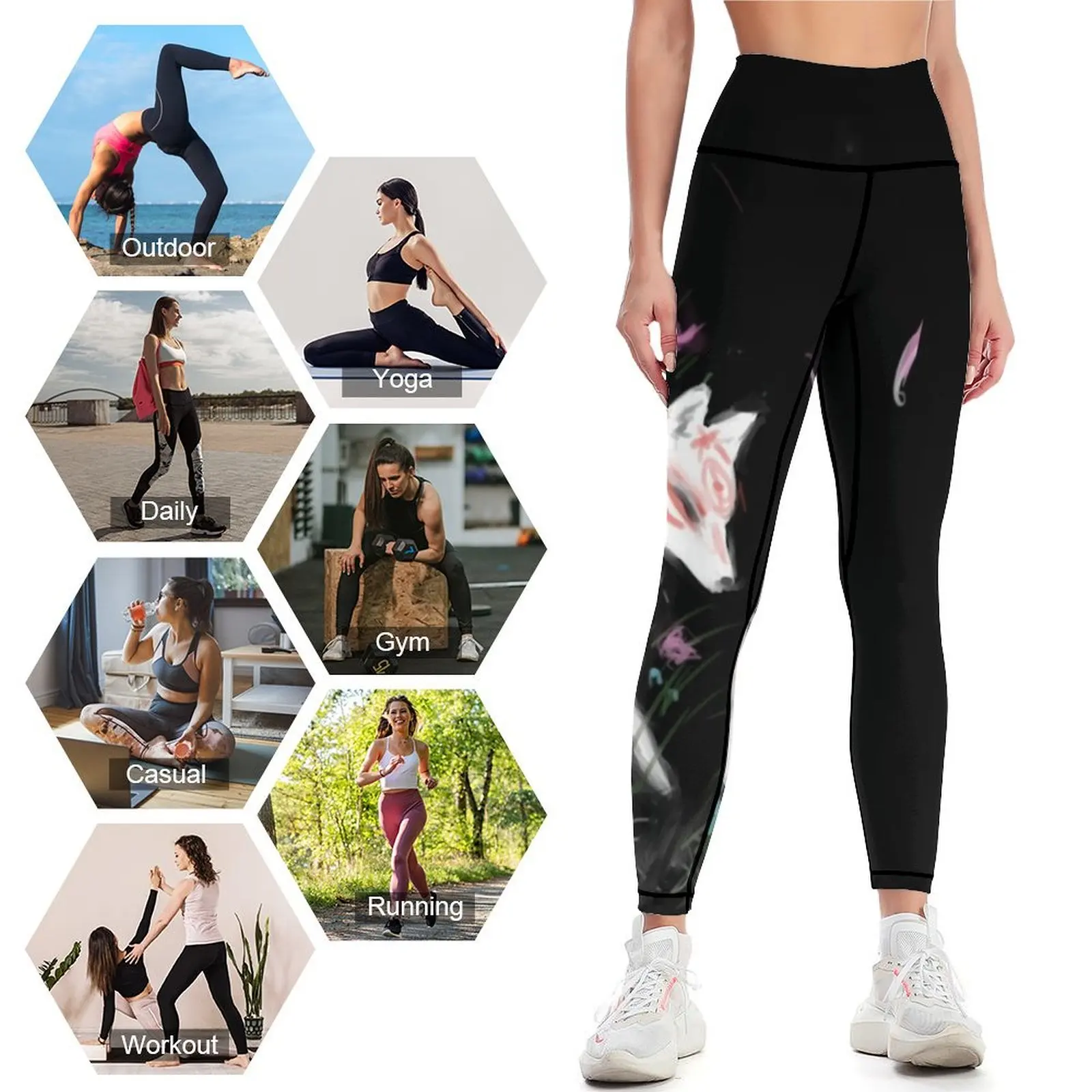 Okami-Leggings Esportivos Femininos, Calças Esportivas, Roupa De Ginástica, Roupa Esportiva