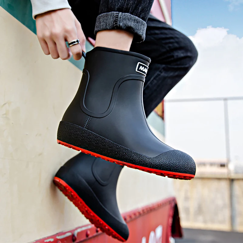 

Men And Womens' Mid-calf Rain Boots Waterproof Non-slip Work Shoes Warm Plush Velvet Boots Car Wash Fishing Shoes Women