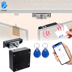 Smart Drawer Lock Invisible Electronic RFID 13.56MHz IC Cabinet Lock Unlock Intelligent Keyless Sensor Lock Cabinet Drawer Wood