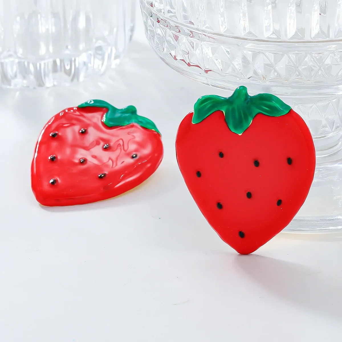 Fashion ZAA Red Strawberry Studs Earrings for Women Girls Alloy Drip Oil Enamel Fruit Earring Holiday Party Jewelry Gifts