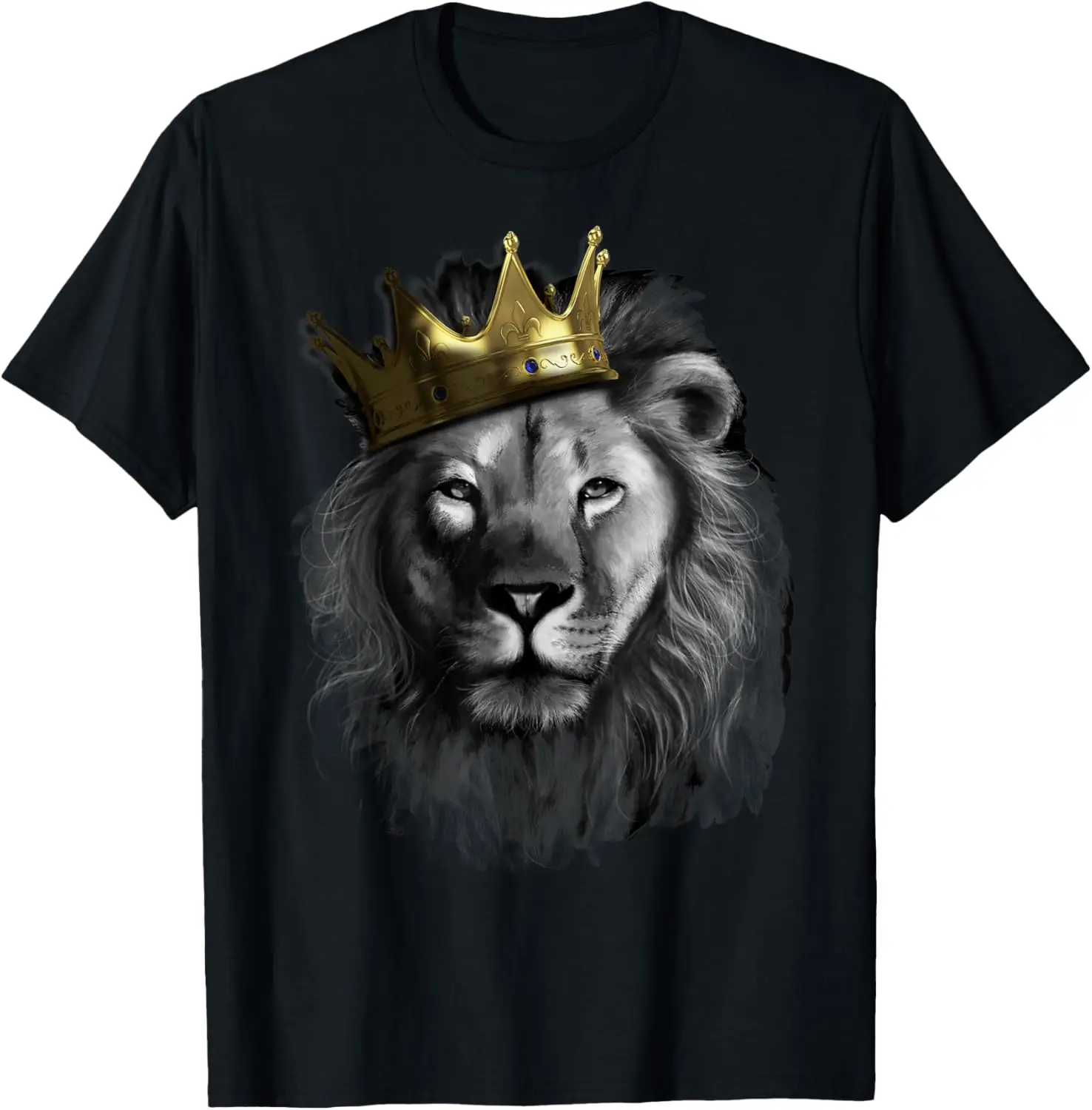 

New style for men and women-King Lion With Crown Street Art T-Shirt