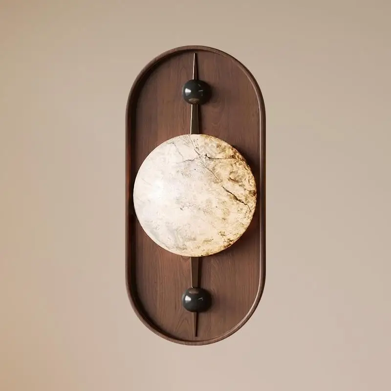 

Postmodern Natural Marble Bedroom Bedside LED Wall Lamp Minimalist Hotel Room Corridor Living Room Study Illuminated Decoration