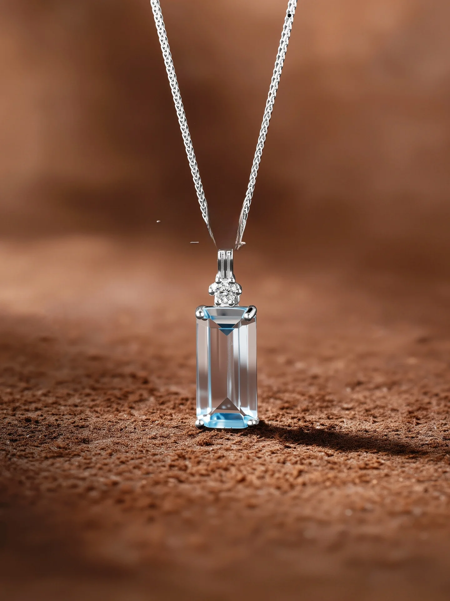 dejinsan-s925-silver-natural-topaz-rectangle-pendant-women's-sapphire-necklace-simple-versatile-fashion-jewelry