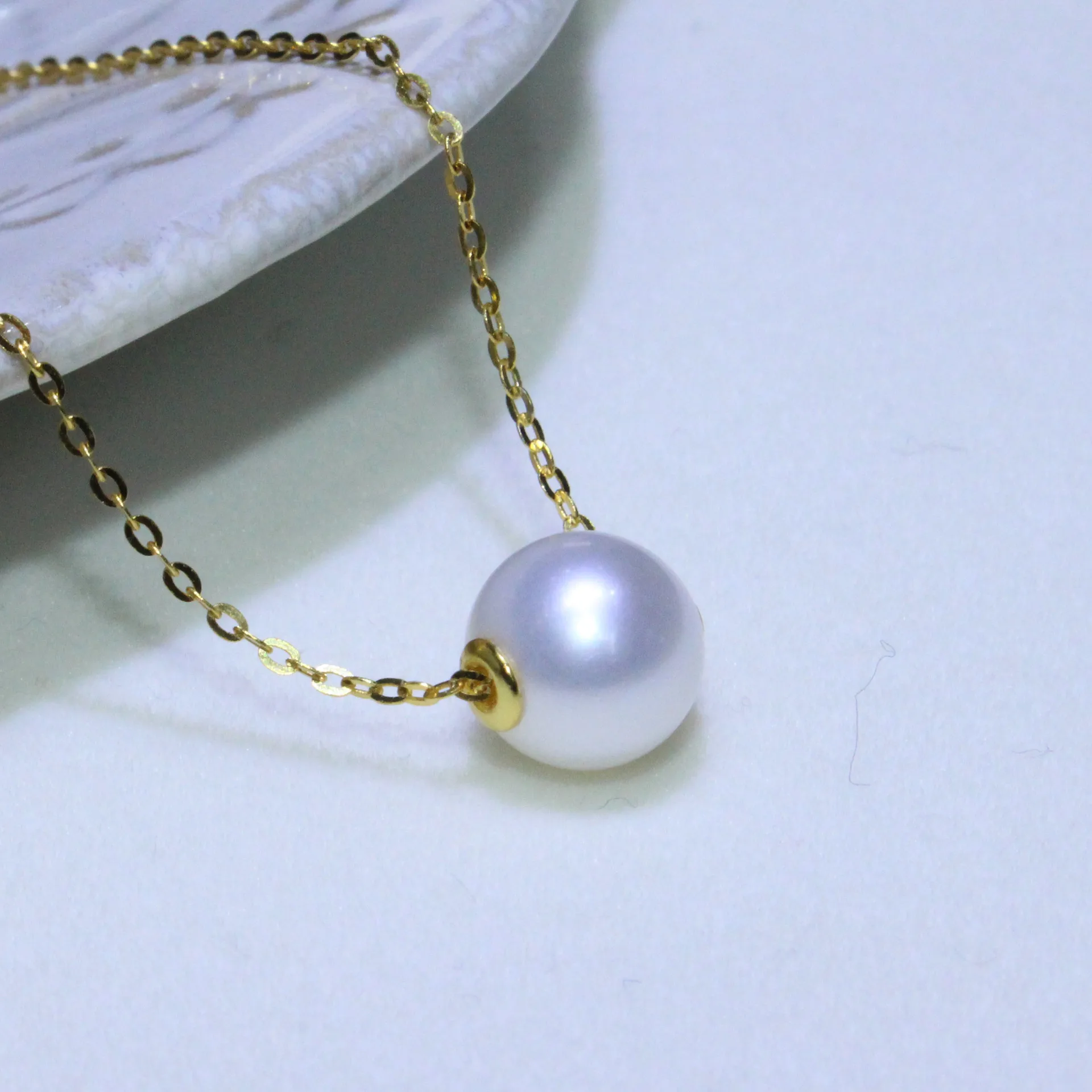 9-10mm 10-11mm Natural Australian akoya Round White real Pearl Pendant Necklace 18inch Fine Jewelry