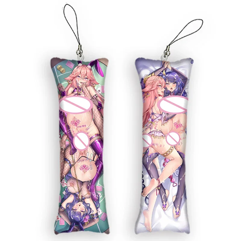 Small Pillow Decor Pendant Gesnhin Fans Gift  Dakimakura  Mini Keychain Cute Anime KeyChain Yae Miko Raiden Shogun