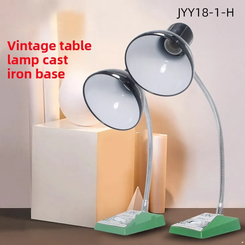 Retro Cast Iron Old-fashioned Work Table Lamp 30cm/40cm Gooseneck Flexiable Industrial Factory Work Lamp Iron Cover Table Lamp