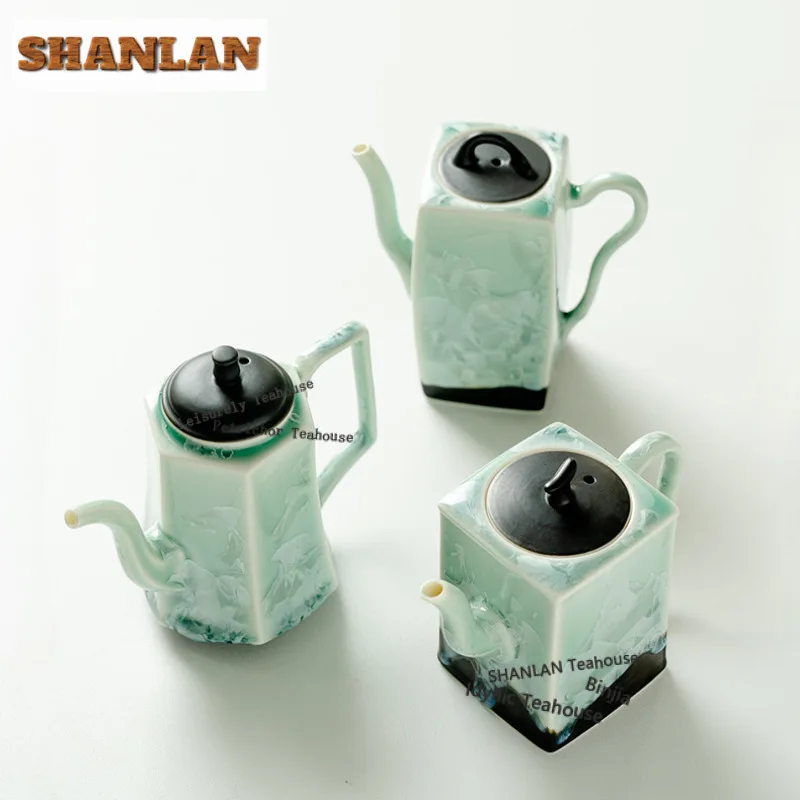 

Kiln Fambe Square Hexagonal Teapot Traditional Tea Infuser Pot Tea Maker Kettle with Strainer Chinese Tea Set Accessories Craft