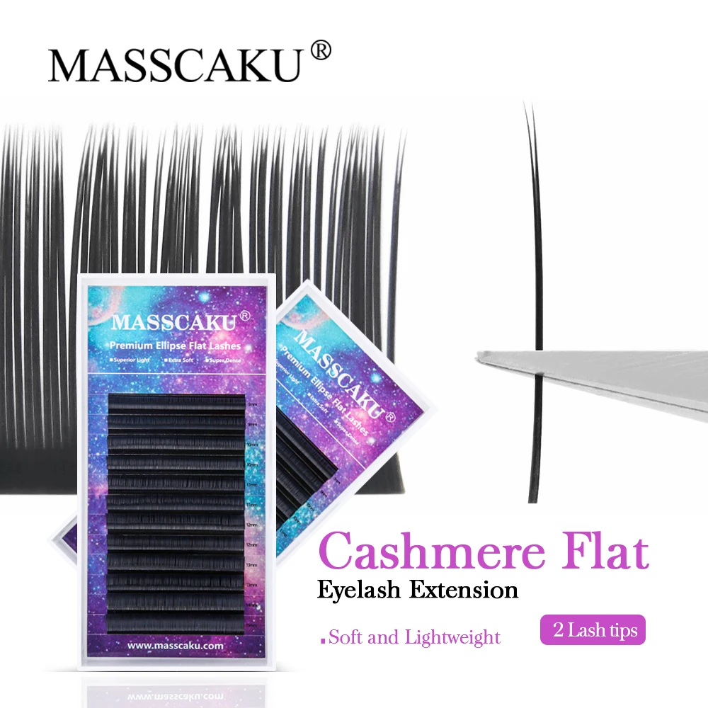 MASSCAKU 12 Rows Cashmere C Curl Soft Silk Lashes Premium Individual Mink Eyelash Female Makeup For Professional Salon use