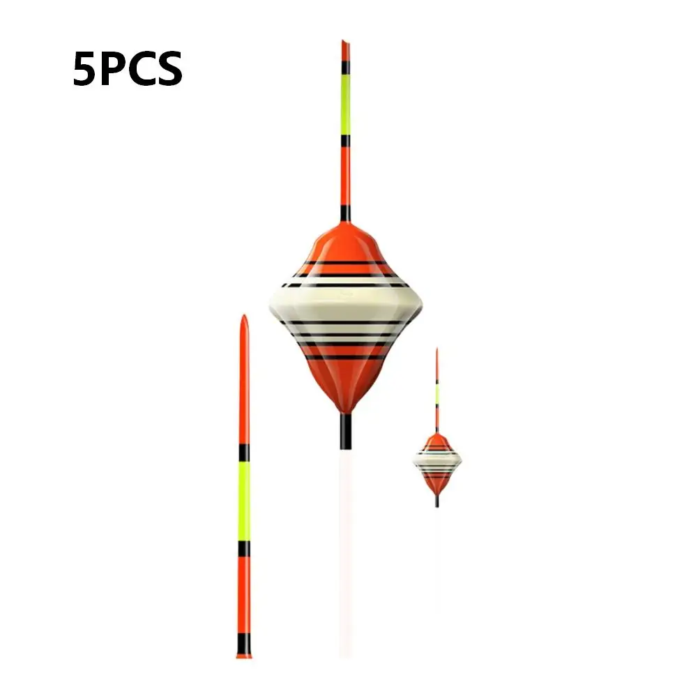 Short Ice Fishing Float with Fluorescent Tail for Light Bite Detection in Shallow Water ABS Material 11.8x1.1x2cm Orange 5 Pack