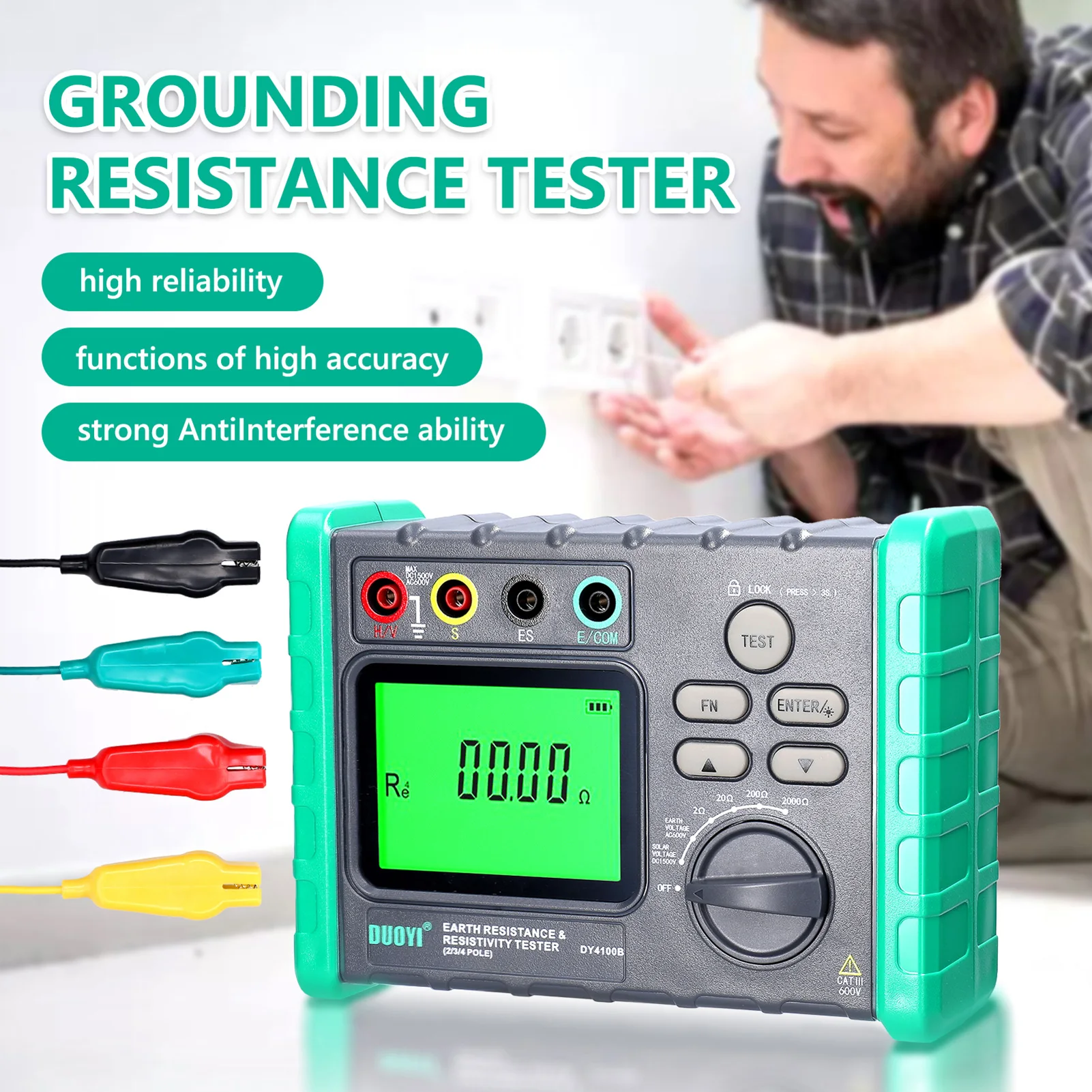 High Accurancy Digital Display Grounding Resistant Tester Multi Gear Ground Resistant Tester Voltage Meter Megohmmeter Voltmeter