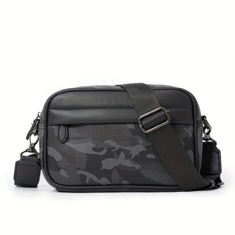 Camouflage PU Leather Shoulder Bags For Man Square Men Crossbody Bags Sling Male Shoulder Bags Men\'s Messenger Bag Retro