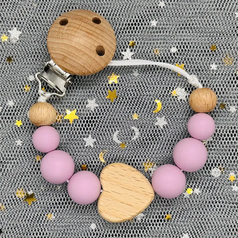 NEW Custom Name Wooden DIY Silicone Baby Pacifier Clips Personalised Name Colorful Pacifier Chain Teething BPA Free Newborn Gift