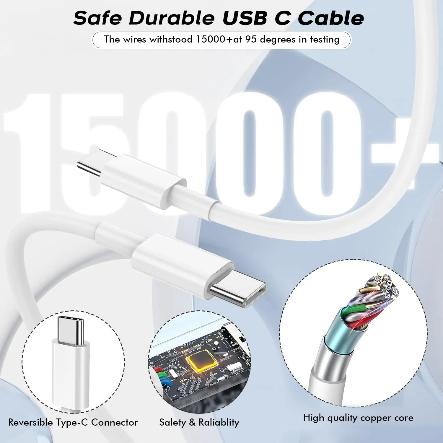 35W PD USB C caricabatterie rapido tipo C cavo per iPhone 16 15 Pro Max 15 16 Plus Samsung Huawei USB-C a USB-C cavo di ricarica 1m 2m 3m