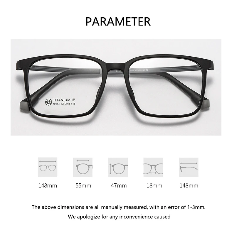 Large Size Eyeglasses Man Ultra Light TR90 Titanium Eyewear 2024 Fashion Square Optical Prescription Eyeglasses Frame Woman