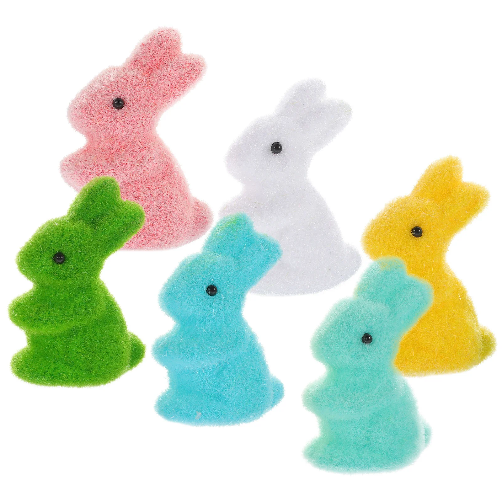 

6Pcs Small Rabbit Decorations Foam Bunny Ornaments Easter Party Table Decor Miniature Bunny Statues Office Desktop Micro