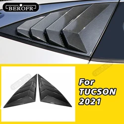 Gloss Black Car Rear Right & Left Side Window Scoop Louver Cover Trim Shutter Vent Frame ABS Fit for TUCSON 2021
