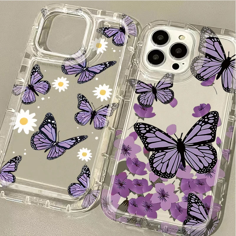 Printing Case for Samsung Galaxy S24 Ultra S23 S22 S21 FE S20 Plus Note 20 10 Pro A34 A54 A33 A53 Cute Doodle Butterfly Snake