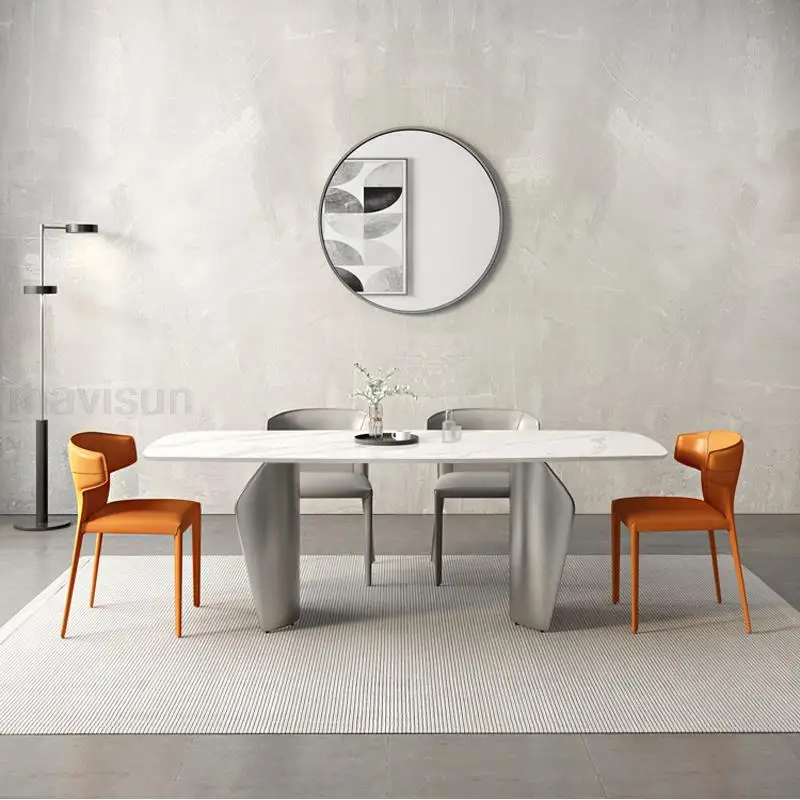 Italian Rectangle Dining Tables Security Angles Design Large Apartment Rock Panel Desktop Dining Long Table Kitchen Furniture