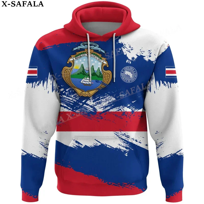 Costa Rica Coat Of Arms Flag 3D Print Zipper Hoodie For Men Pullover Sweatshirt Hooded Jersey Tracksuit Outwear Coat Casual-1