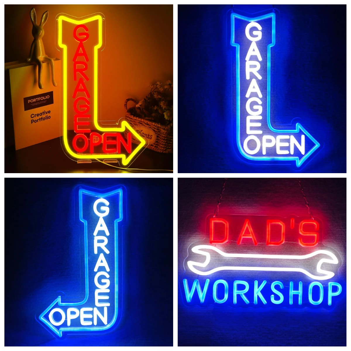 Auto Repair Shop Open - 차고 오픈 네온사인 USB 디밍 가능