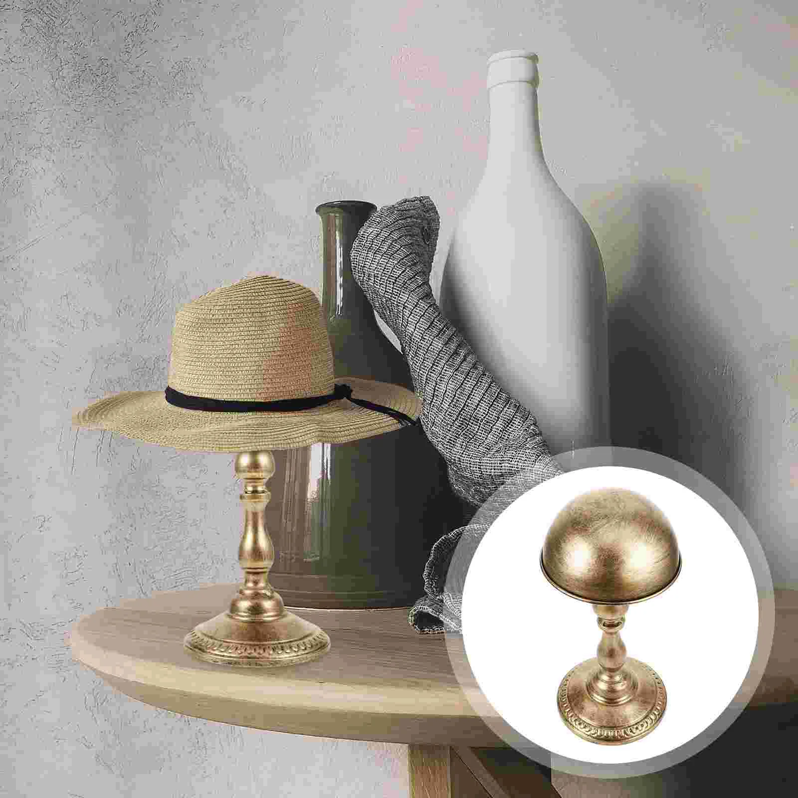 

Metal Hat Display Stand Retro Cap Holder for Desktop Hats Men Vintage Rack Storage ganizer Gold Color Practical