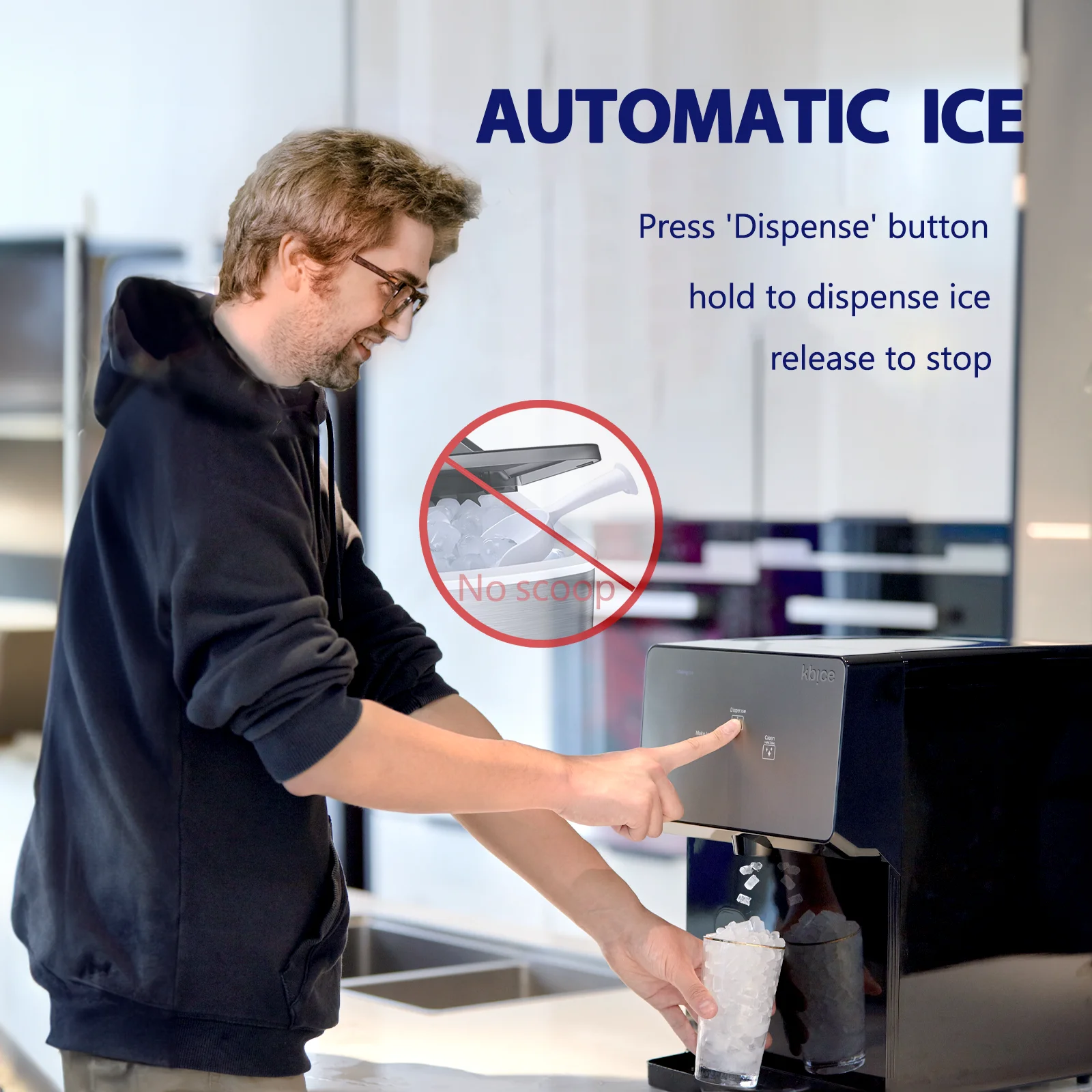 Countertop Chewable Ice Maker with Ice Dispensing for Outdoor Touch-controlled Automatic Use Portable DC Automatic Ice Making