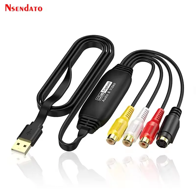 VHS to Digital Converter USB Video Capture Card VHS TV DVD VCR Audio Capture Adapter AV Recorder Video Audio Capture Box for Mac