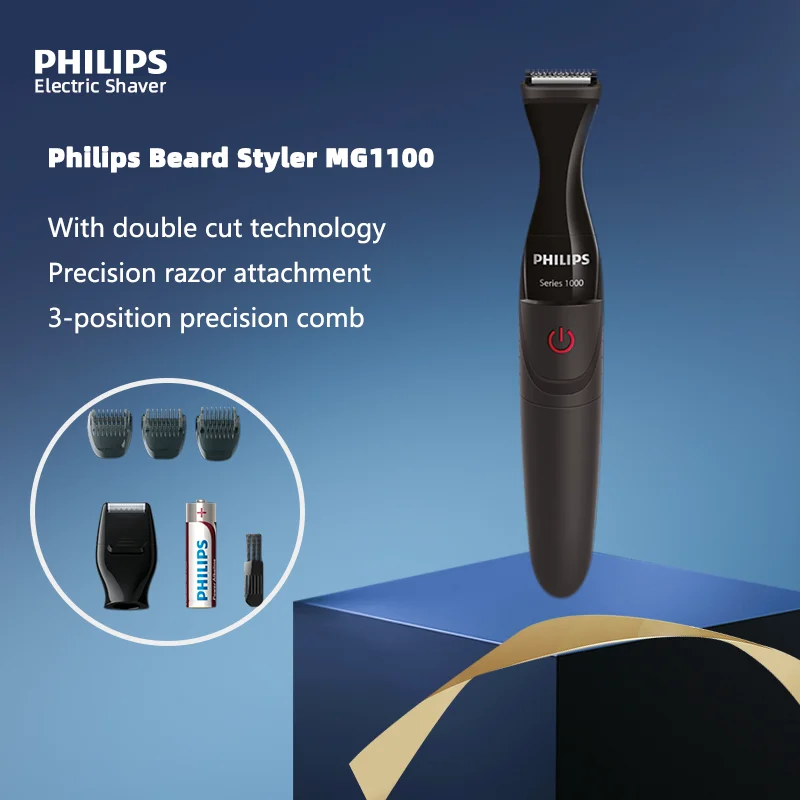 Philips MG1100 Accurate Beard Styler Electric Shaver Men's Shavers Facial Hair Trimmers 3-position Trimmer Comb With AA Battery