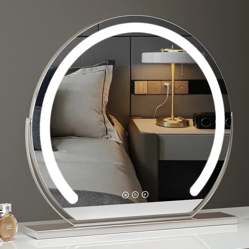 Dresser makeup mirror desktop led lamp desktop rotating semicircle smart belt fill light beauty mirror ins wind Internet