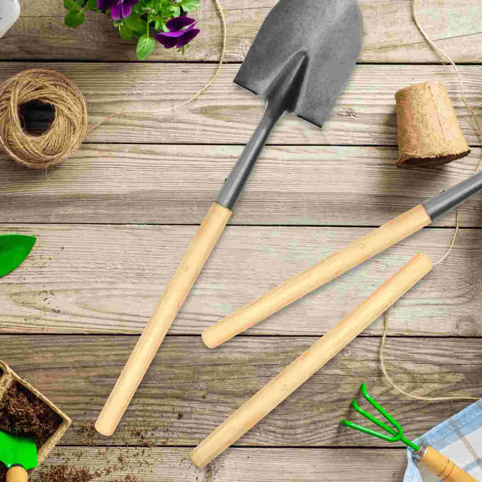 4 Pcs Garden Tool Handle Brooms Wood Handles Ax Replacement The Tools