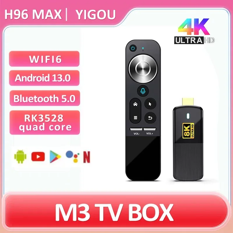 H96MAX M3 TV Stick 2GB+16GB Android 13.0 Wifi6 AirPlay Crome Cast Cromecast Display Receiver Dongle Use for IOS Andriod TV Box