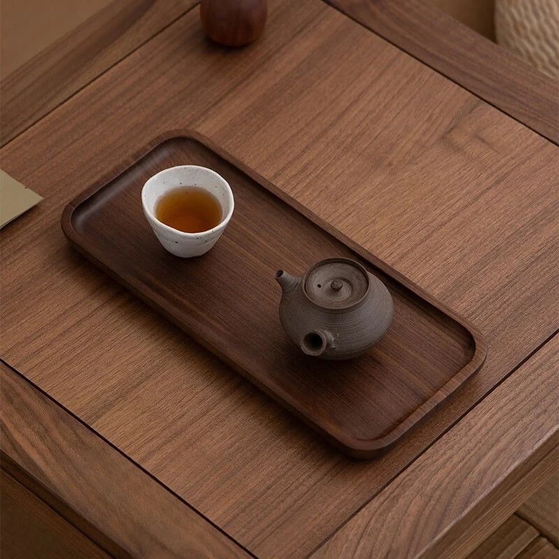 

Поднос из цельного дерева черного ореха, простая утолщенная тарелка для кондитерских изделий и хлеба в японском стиле для домашнего использования, аксессуары для бытовых инструментов