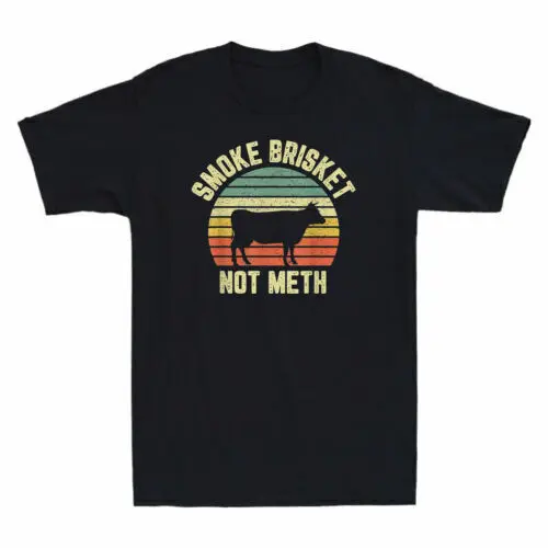 Funny BBQ Shirt Smoke Brisket Not Meth Novelty Grilling Vintage Men's T-Shirt