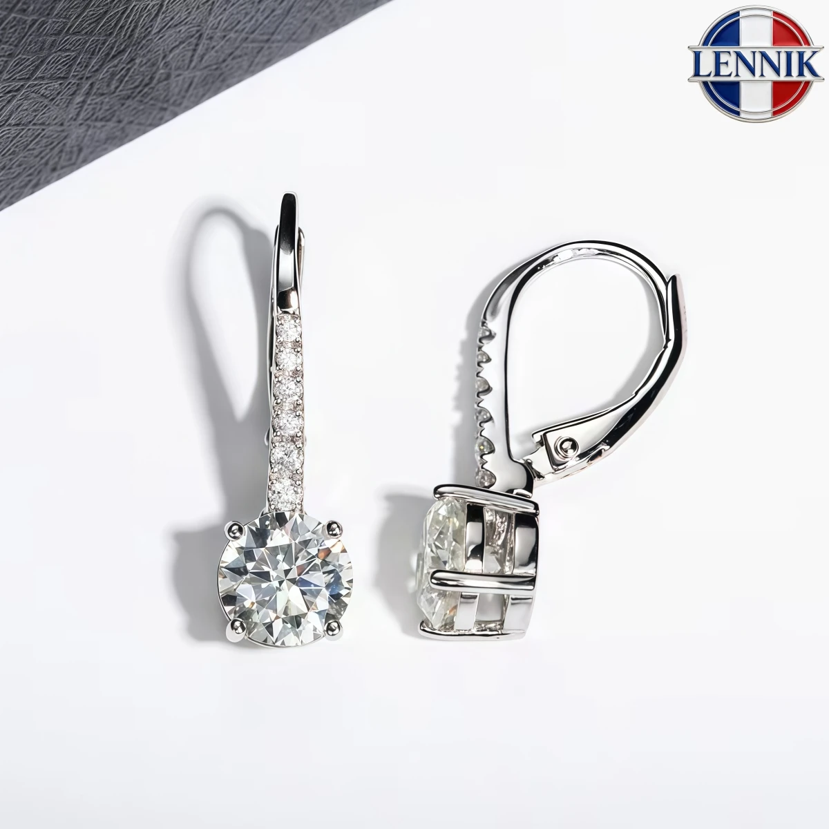 

LENNIK 1 Carat D Color Moissanite Dangle Drop 925 Sterling Silver Earrings With Certificate Jewelry Wholesale