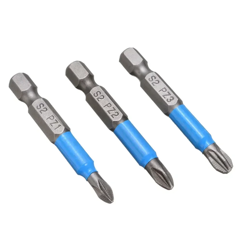 6Pcs Non-slip Screwdriver Bit Set Electric Impact 50mm PH1/PH2/PH3/PZ1/PZ2/PZ3 Magnetic Anti Slip High Snap High Hardness Tool