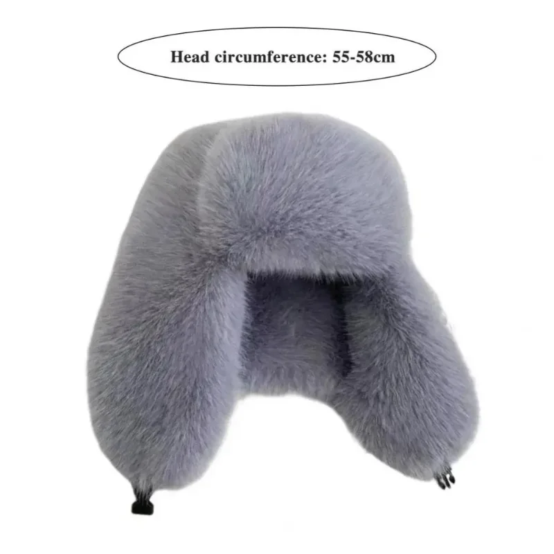 AliExpress NONE Fashion Faux Fur Bomber Hat Women Thickened Russian Caps Windproof Ear Protection Cycling Skiing Hats Ski Plush Toe Cap