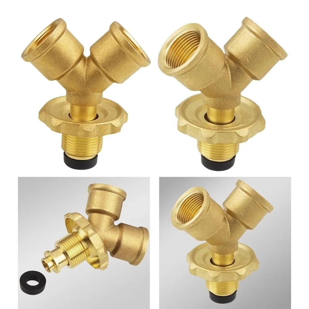 Brass Valve Fittings Y-shaped with switch Gas Splitter Adapter stress relief Fire stove diversion Three way valve