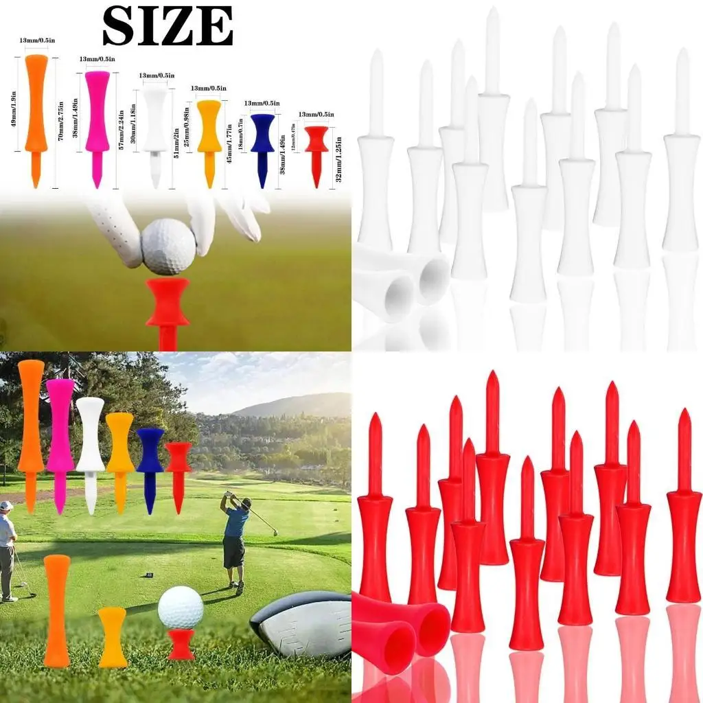  70Pcs Golf Unbreakables Step Down Tees Colorful Plastic Golf Tees Height Control Castles Tees for Golf Practice Part