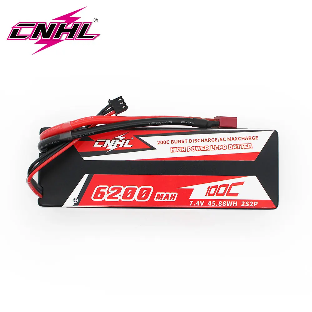 

CNHL Lipo 2S 7.4V Battery 6200mAh 100C Racing Series Hardcase with Dean Plug For RC Car Boat Evader BX Car Truck Truggy Buggy