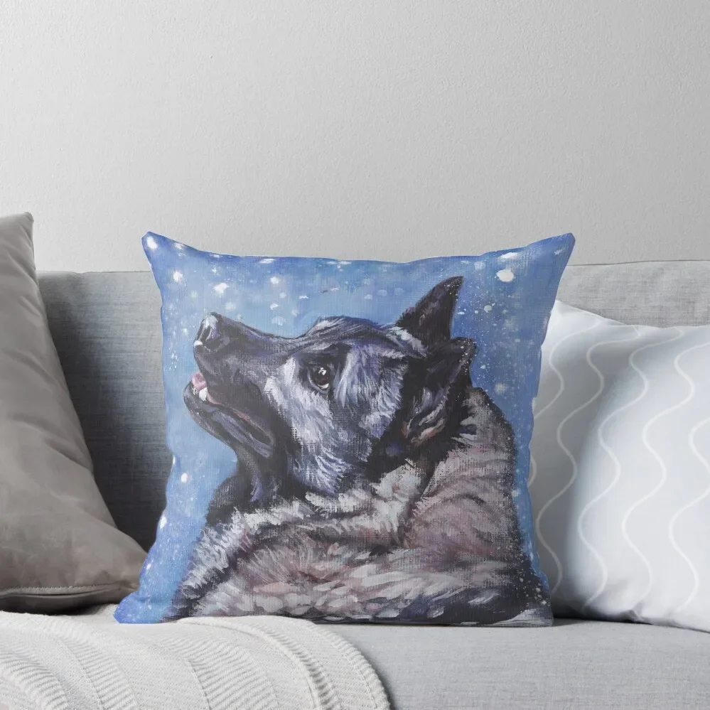 Norwegian Elkhound Fine Art Painting Throw Pillow Christmas Covers For Cushions Luxury Sofa Cushions pillows decor home pillow