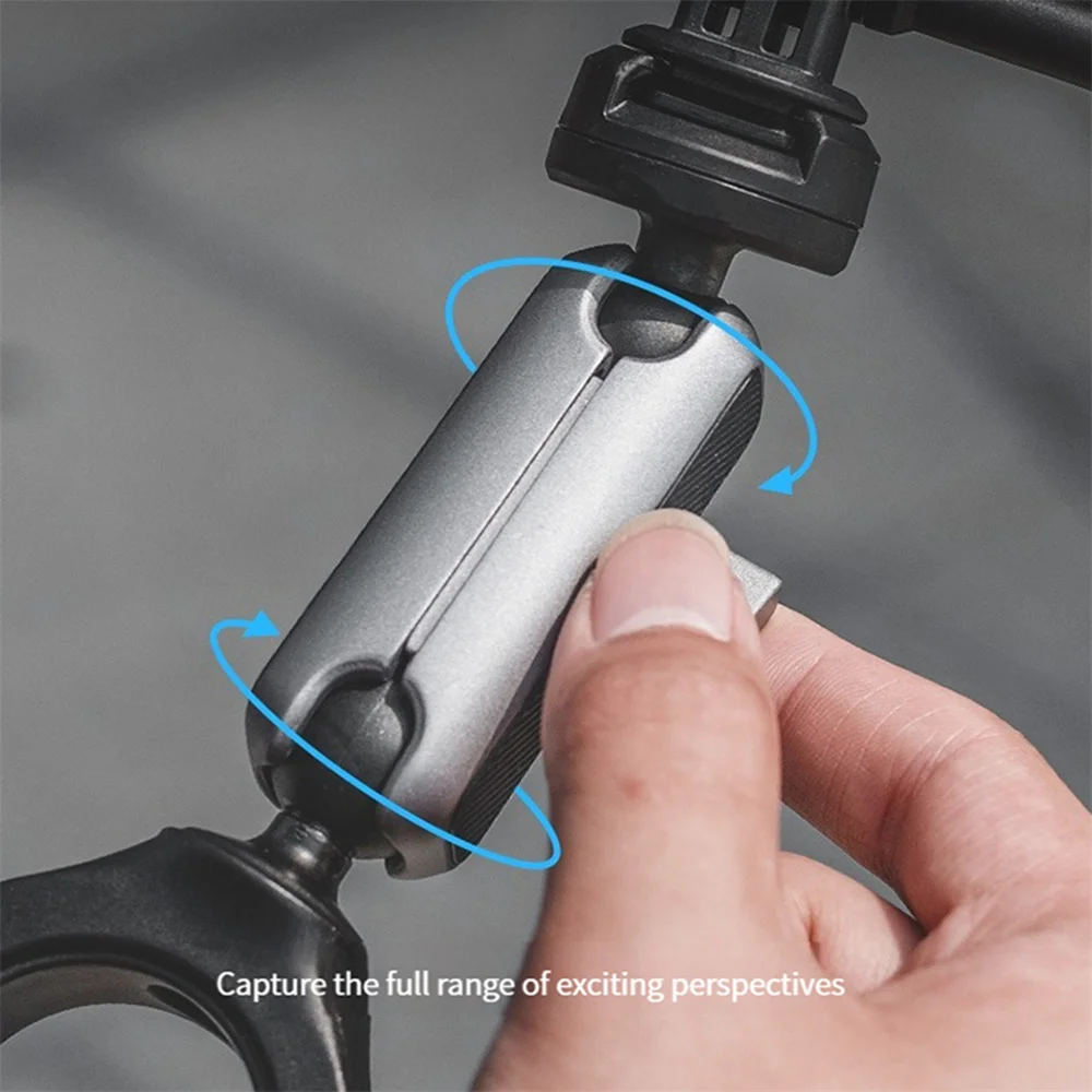 Soporte giratorio ajustable para manillar de bicicleta, accesorio de aluminio de doble cabeza para DJI OSMO/Insta360, cámara deportiva/piezas de teléfono inteligente, 1 piezas