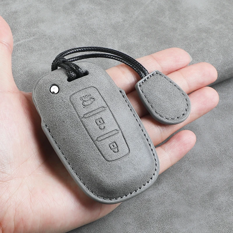 Leather Car Key Case Cover Shell Fob for Hyundai Grand Prix GN7 IONIQ6 Nuovo Kona Genesis Coupe Sonata Ix35 Protector Keychain