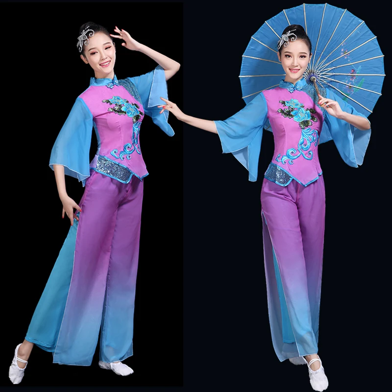 Adult female classical dance performance dress Yangko dress Chinese style classical hanfu costume