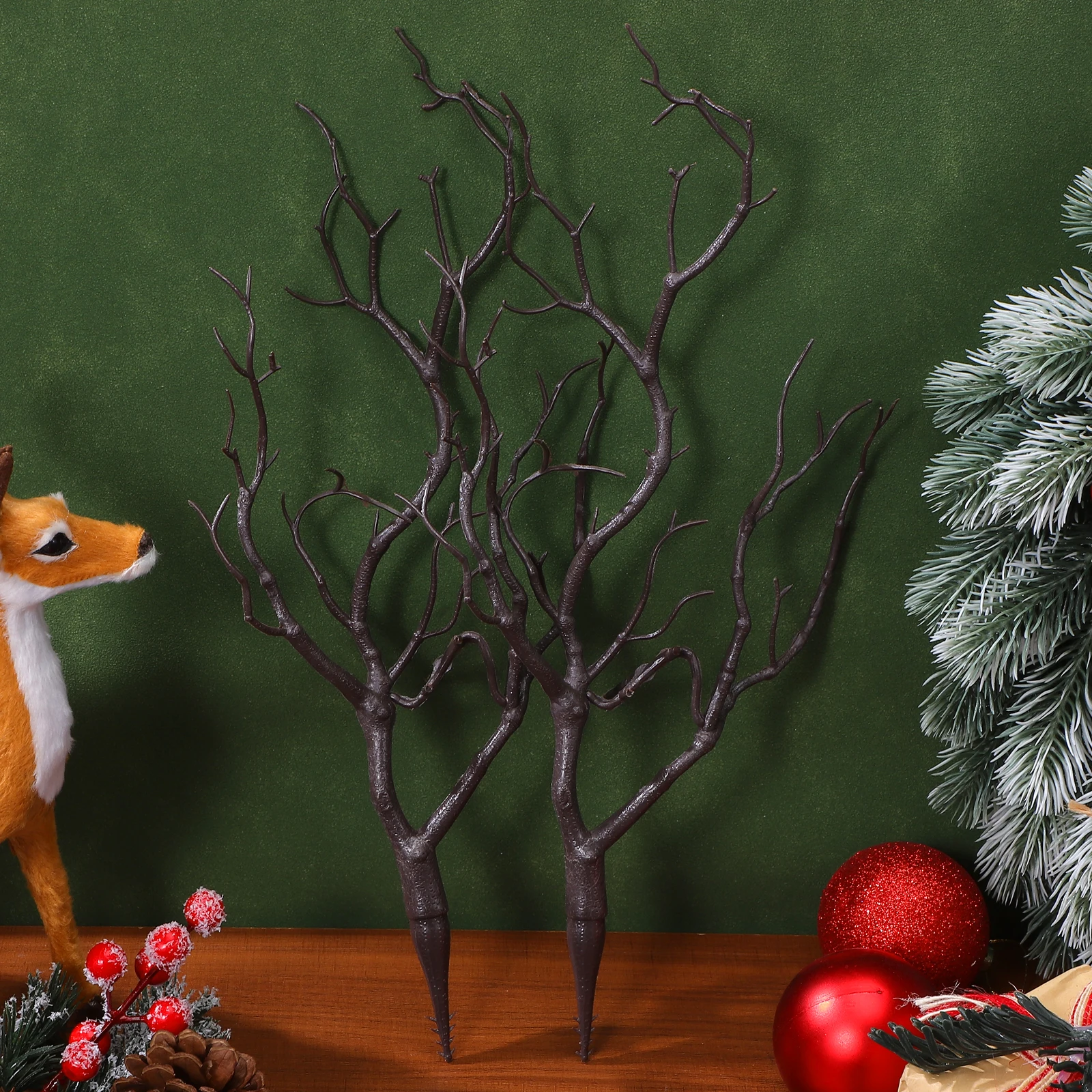 

Simulation Antlers Branch 4pcs Artificial Dried Twig Plastic Stem Decorative Plant for Festival Home Vase Display Layout