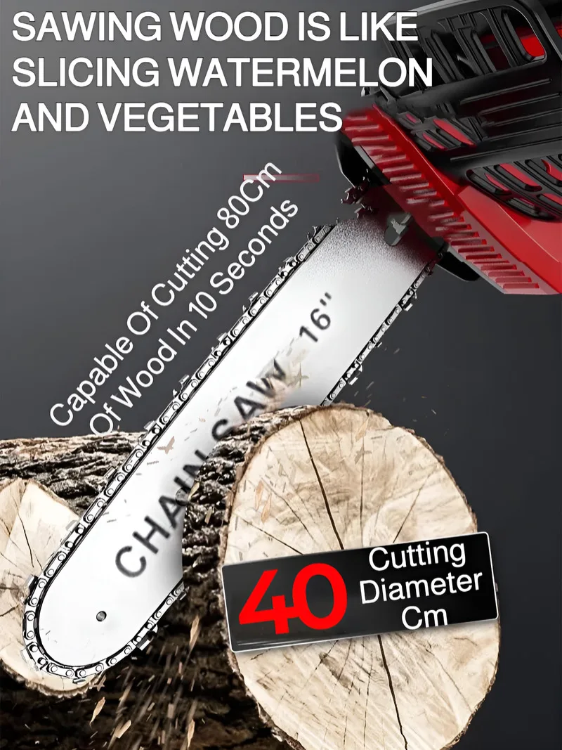 Handheld High Power Electric Chainsaw Upgraded Wood Cutting Tool for Household Woodworking Brushless Motor Chainsaw