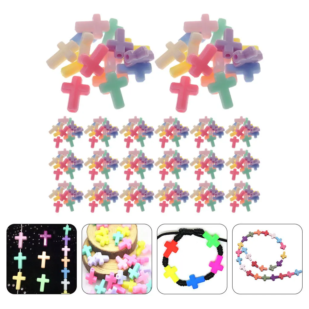 

500Pcs Acrylic Cross Beads for DIY Jewelry Making Bracelet Necklace Craft Projects Kids Handmade Skills Development Activity Set