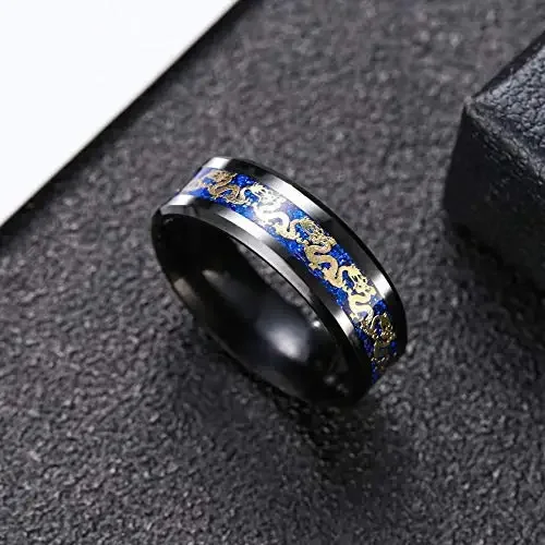 9Pc Stainless Steel Band Ring for Men Women Cool Fidget Spinning Chain Ring Anxiety Relief Fashion Wedding Engagement Black Ring