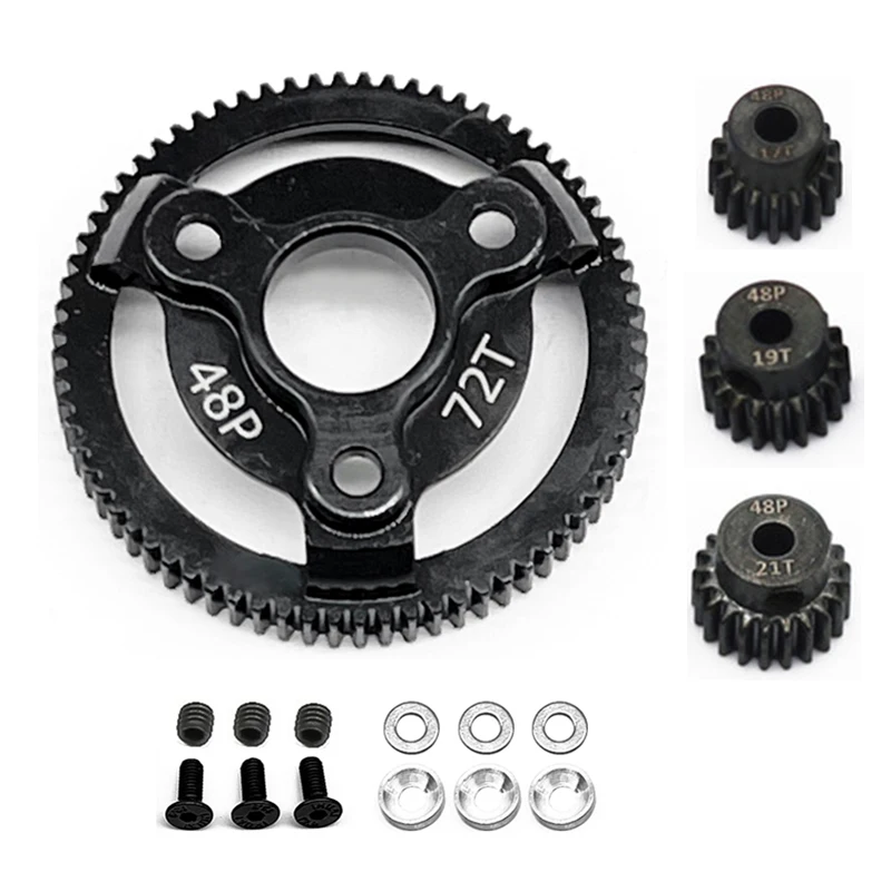Hardened Black Steel Spur  72T 76T 83T 86T 90T Gear with Pinion Gear 48P for Traxxas Slash 2WD Bandit Rustler Stampede Drag Slas