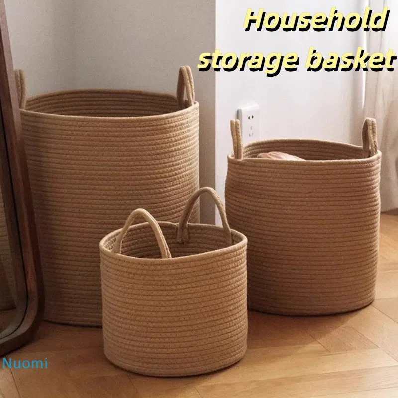 

Household storage basket Children Toy Storage Baskets Cotton Rope Woven Laundry Basket Sundries Organizer Home Organization