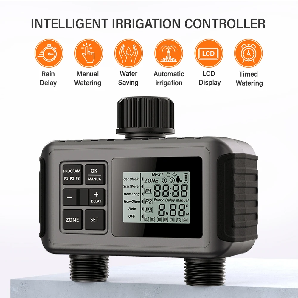 

Large Screen Display Water Timer Irrigation Fully Adjustable Program Irrigation Controller Watering Up Irrigator Timer